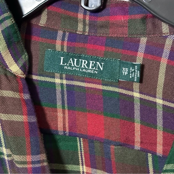 Lauren Ralph Lauren Women Plaid Blouse LongSleeve Surplice Hi-low‎ Shirt size XS - Picture 4 of 8